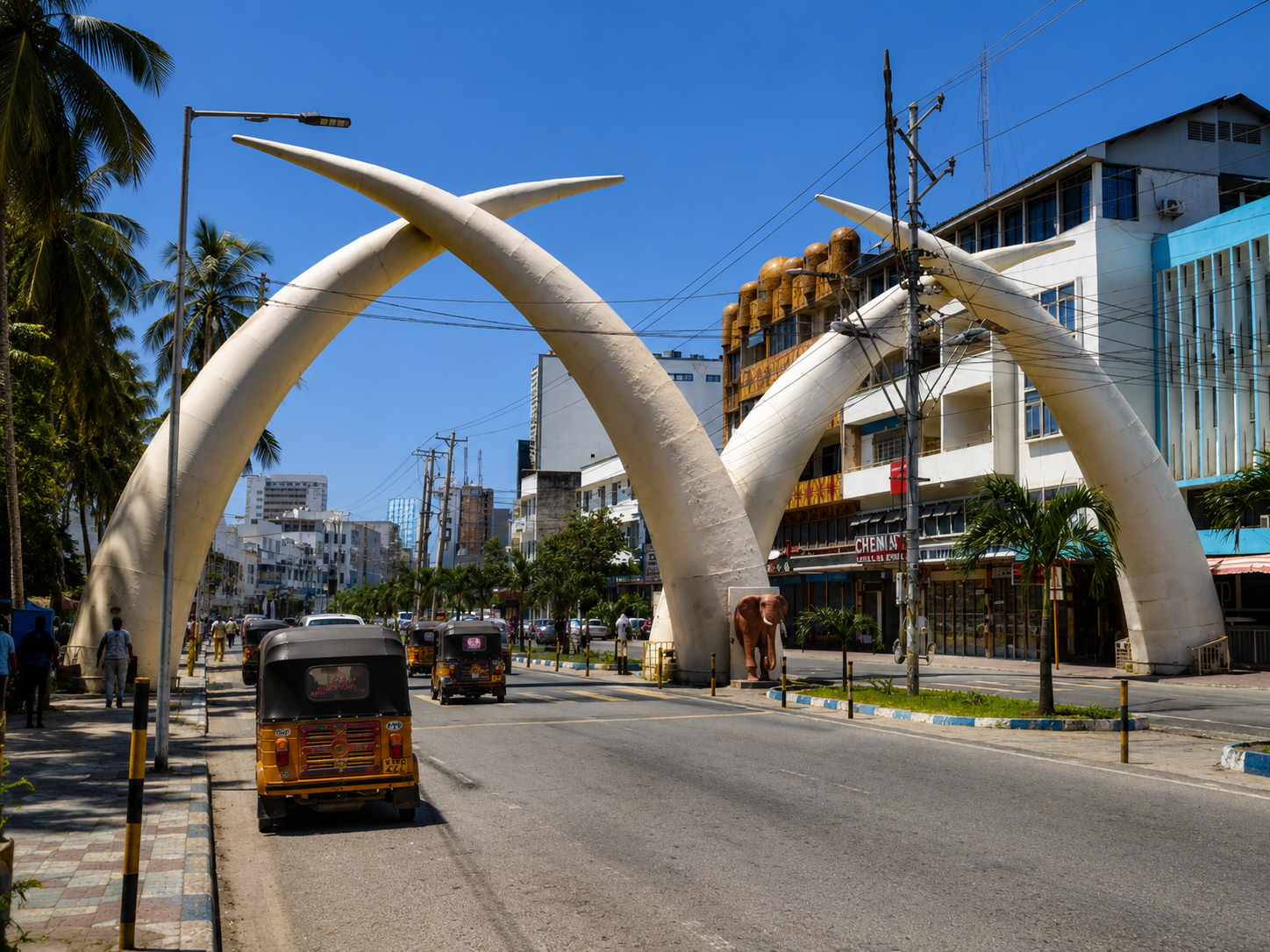 Słynne kły słoniowe podczas Mombasa City Tour w Kenii